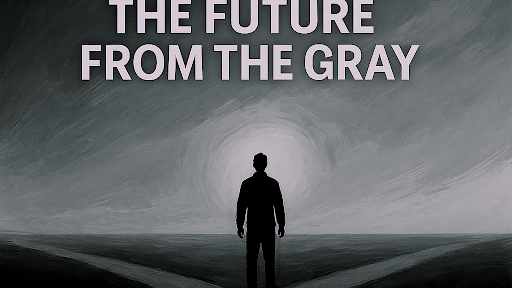 Man stands in the gray environment