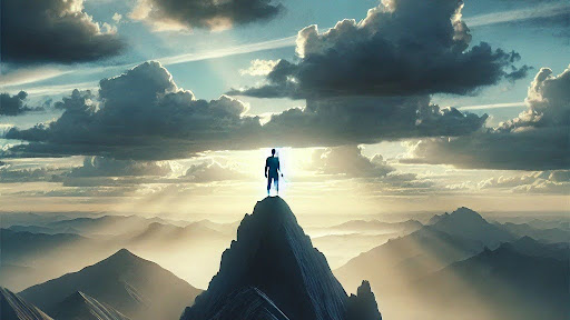 Man stands on mountain
